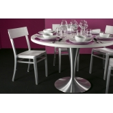 Table Ivan dia120 - blanc & inox