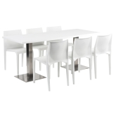Table Stan H73 180x70 - blanc & inox